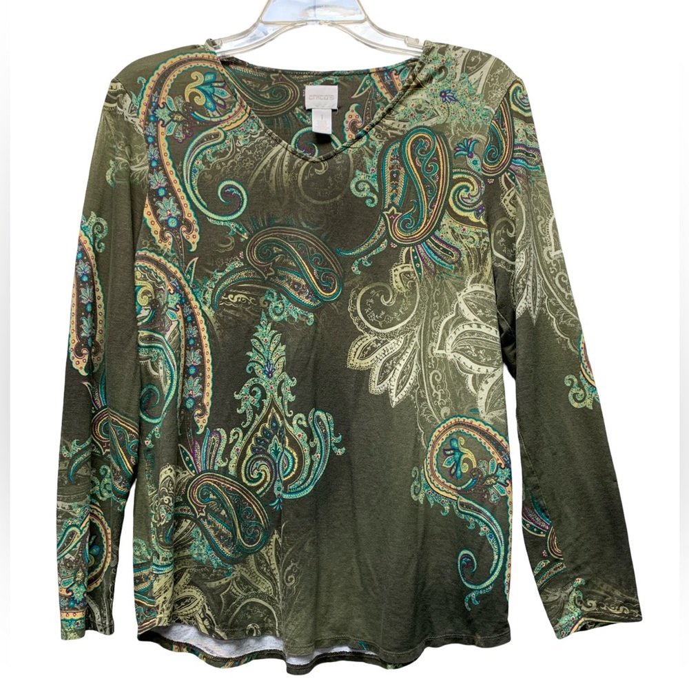 Chico's Multicolor Paisley Long Sleeve Top